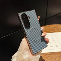 Leather Carbon Fiber Phone Case for Samsung Galaxy Z Fold 7 6 5 4 3 Fold7 Fold6 Cover Magnetic Protective Hard Shell Luxury Galaxy Z Fold6