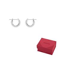 Swarovski Stone Faux Crystal Stone Earrings Womens One Size-Love Red Gift Box platina