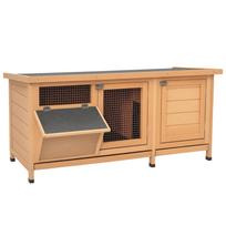 Rabbit Hutch Winterproof Rabbit Hutch Made of Wood 112x50x54 cm Rabbit Cage with Bitumen Roof, 2 Doors, Metal Grille, Rabbit Cage for Rabbits 112 x 50 x 54 cm