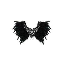 Women's Lace and Feather Shawl Cape for Halloween Festival Costume Accessory One Size juoda