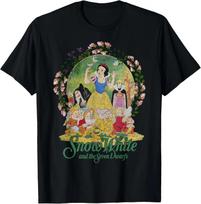 Fashion Casual Disney Snow White Group Shot Classic Poster Floral Wreath T-Shirt S-4XL Summer XXXL juoda