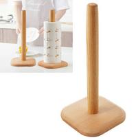 Wood Paper Towel Holder Standing Wooden Paper Towel Stand for Kitchen Countertop Dining Table Square Base