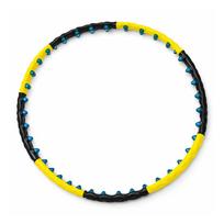 Hula hoop with massage nubs, foldable - black and yellow