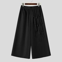 INCERUN Men's Hakama Style Casual Gothic Streetwear Baggy Culottes Trousers Wide Leg Pants S juoda