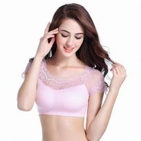 Sexy Mesh Lace Shirt ONeck Tank Top Women Summer Casual T Shirt Basic Ribber Short Sleeve Tops Camis Bars One Size rožinė