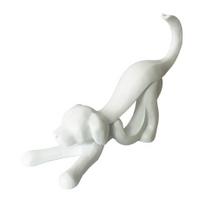 Abstrakti Šuns Statulėlė su Kaspinu Balto Kaspinėlio Šuniukas Dervos Figūrėlė Skulptūra Namų Biuro Stalo Dekoracija Ornamentas balta