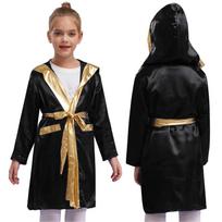Berniukų boksininko kostiumas Cosplay boksininko apsiaustas vaikams metalizuotas gobtuvu boksininko kostiumų rinkinys Helovino kostiumas su diržu 5-6 Years juoda