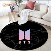 Naujausias Kpop Bangtan Boys spaudos vaikų kilimas plotinis kilimas Bts apvalus kilimas svetainei grindų kilimėlis flanelinis neslystantis kilimėlis 60cm
