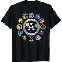 Apollo Misijų Ženklelis T-shirt NASA Marškinėliai Programos T-shirt S juoda