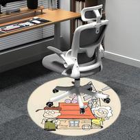 Snoopy, Peanuts Kėdės kilimėlis Apvalus kilimas Biuro kilimas, Skalbiamas mašinoje, Neslystantis, Tinka svetainėms, Miegamiesiems 80cm