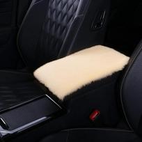 1PC Plush Anti-rabbit Hair Car Armrest Box Pad New Thickened Color Soft Interior Center Armrest Pad šviesiai ruda spalva