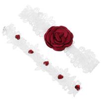 Bridal Garter Stretch Lace Leg Ring Set Lace Red Rose Flower Garters Embroidered Stretch Garter balta