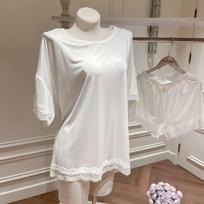 Guava Plus Size Lace Trim Modal Pajama Set - Short Sleeve & Shorts for Spring/Summer M [80-120 lbs] Modal