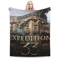 Clair Obscur Expedition 33 Gamer Vintage 90s  Stuff Blankets Super Soft Velvet  Throw Blanket Cozy Rug Piece 75cmx90cm gray