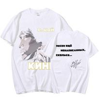 Vyriškas Klasikinis Vintage Viktor Tsoi Kino Dvipusis T-shirt Trumpomis Rankovėmis Medvilninis Rusų Roko T-shirt Naujoviškas T-shirt Dizainerio T-shirtai S white