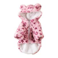 Thickened Leopard Print Hoodie for Small Pets Teddy Pomeranian Dogs Cats Winter Warm Jacket Autumn Pet Accessories (Pink,S (0.5-1.5kg)) rožinė