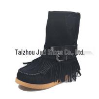 Autumn 2021 Women's Mid-Tube Flat Boots 43 juoda