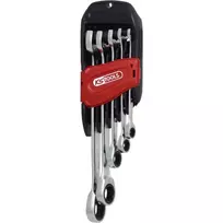KS Tools DUO GEARplus® reketinių žiedinių raktų rinkinys su atviru reketo funkcija, 5 dalių (503.5205)