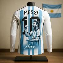 Naujas karštas pardavimas Messi šventės atminimo leidimas Sportiniai ilgomis rankovėmis Lauko pralaidūs orui Greitai džiūstantys Patogūs Vaikams S white