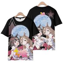 Game Pretty Derby Mejiro McQueen Graphic T-Shirt 3D All Over Print Crew Neck Short Sleeve Casual Anime Streetwear Tee For Men Women XS gray