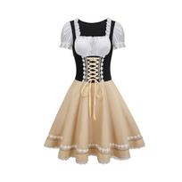 Bavariškas Oktoberfest kostiumas moterims Bavariška Dirndl suknelė moterims Helovino Dirndl suknelė Alaus padavėjos apranga S abrikosas
