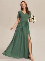 Ever-Pretty Women's Short Sleeve V-Neck Back Lace-up Design A-Line Floor Length Bridesmaid Dresses XXXL eukaliptas