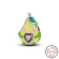 Charm Genuine Copper Green Avocado Heart Bead Fits Bracelets Women Jewellery DoItYourself Beautiful Gifts Accessory