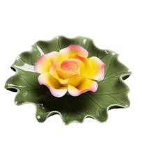 Ceramic Lotus Incense Stick Holder Decorative Water Lily Flower Leaf Base Incense Burner Yoga Meditation Temple Home Office Ornament