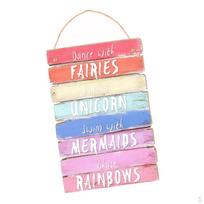 Multicolored Decorative Hanging Plaque Made of Wood