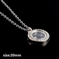 Alloy Round Shiny Rhinestone Glass Magnet Locket Necklaces For Women Men Accessories Memory DIY Floating Photo Gift 60cm o Chain 60cm gray
