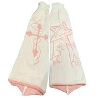 Gothic Women Leg Warmers Harajuku Punk Star Crosses Pattern Flared Knitted Foot Cover Winter Warm Long Socks Streetwear beige