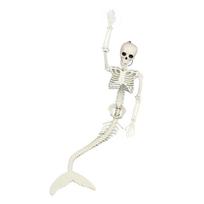 Gyvo dydžio skeletas undinė Helovino lauko dekoracijos Judančios, formuojamos sąnariai Realistiškos viso kūno skeletas undinė Rekvizitas white
