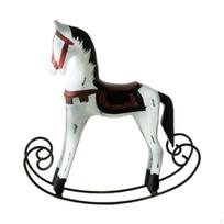 Wooden Horse Figurine Animal Sculpture Rocking Statue for Shop Anniversary Dorm Countertop Red White