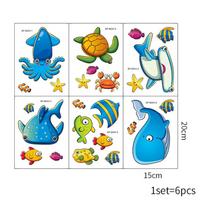 6 vnt. Animacinių plytelių lipdukai Vaikams Kūdikio maudynės Neslystantys Matiniai vonios lipdukai Vandenyno pasaulis Vonios kambario dekoras 6pcs blue
