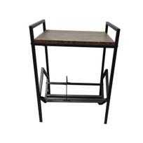Double Layers Vinyl Record Rack Wood Grain Heavy Duty Metal Leg Living Room
