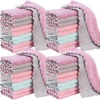 Super Absorbent Microfiber Towel Kitchen Cleaning Cloth Non-stick Oil Dishcloths Double Layer Washing Cloths Rags Scouring Pads 1PC gray