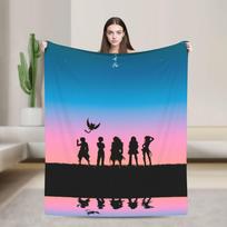 Fairy Tail Antklodė Minkšta Šilta Grafinė Pliušinė Lovatiesė Apklotai Lauko Iškylai Flanelinė Lovatiesė Lovos Uždangalas 75x90cm blue