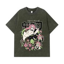 275 GSM Washed T-shirts 100% Cotton Demon Slayer V6 Mitsuri Print Unisex Heavy Cotton T Shirt S