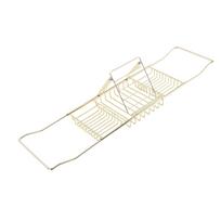Shower Tub Tray Stainless Steel Expandable Over The Bathtub Rack with Phone Stand for Soap Shampoo Bath Balls Gold