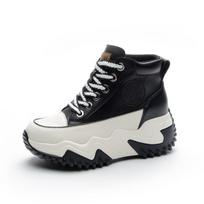 Soil sandals women's leather summer new versatile breathable hollow heightening high-top casual white shoes tide 33 black