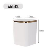Mini Cute Press-Type Pop-Up Lid Desktop Trash Can, Wall-Mountable, Simple Square Design balta