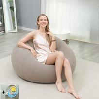 1pc Soybean Bag Chair, Inflatable Sofa Chair, Soft, Comfortable, Outdoor, Lazy Seat, Round Single Sofa, Outdoor Picnic Camping . pilka spalva
