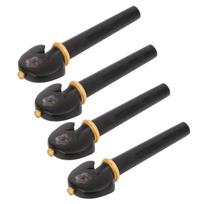4Pcs Violin Tuning Peg HandCarved Flower Ebony Wood Musical Instruments Accessories(Coquille d ormeau ) black