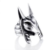 Retro Anubis Large Ring For Men Silver Color Punk Gothic Rock Hiphop Open Ring Handmade Designer  Biker Accessories Gift resizable
