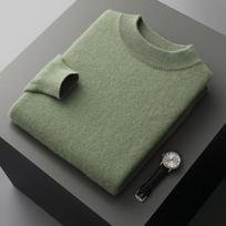 Vyriškas pusiau aukštos apykaklės kašmyro megztinis: Rudens/Žiemos grynos vilnos megztinis, vienspalvis, storas apatinis sluoksnis. 3XL