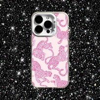Pink Leopard Pattern Phone Case For iPhone 16,15,14,13,12,11,Pro,XS,Max,Plus,Mini,SE White Candy Matte Shockproof Cover iPhone13PRO white