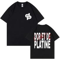 Dor Et De Platine Double Sided Logo Typography T-Shirt French Rap JUL Merch Black Oversized Unisex Women And Men T-shirts 4XL