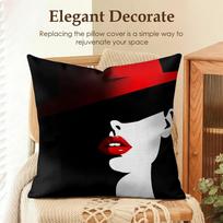 Vantage  Elegant Lady Pattern Cushion Cover Natural Linen Organic Fabric DoubleSided Printing Sofa Home Decor Gift Pillow Case 30x30cm