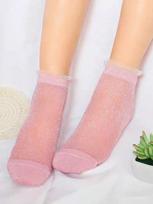 1/2/3 Pairs Women'S Pink Mesh Glitter Ankle Socks | Lace Ruffle Trim | Kawaii Sweet Girly | Everyday Essential For Daily Wear 35-39 beige