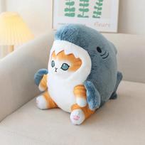 Kawaii rykliukas katė pliušinis žaislas minkštas kimštas spalvingas rykliukas katė lėlė vaikiški žaislai gimtadienio Kalėdų dovana berniukams mergaitėms 33cm